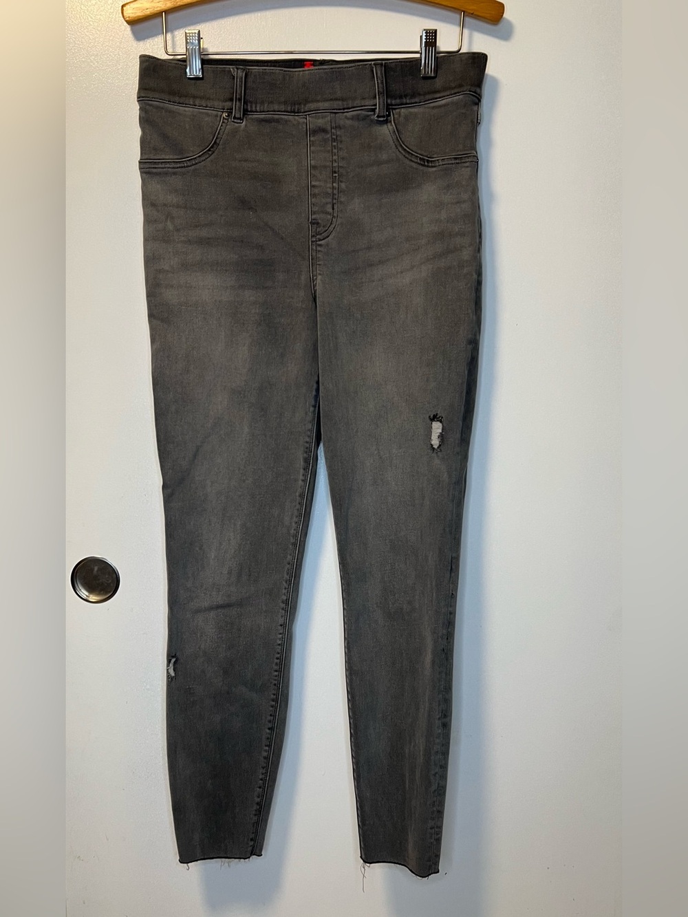 SPANX Women’s Vintage Gray High-Rise Skinny Jeans Jeggins with Light Distressing